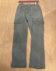 {{ClientCode}} OLIVE GREEN VELVET HEART CARGO PANTS, XS