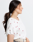 Downeast - Cecilia White Short Sleeve Scoop Neck Blouse