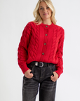 Downeast - Schmancy Cable Knit Button Down Sweater