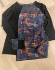 BLK MULTI CREATION LONG SLEEVE TUNIC M