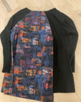BLK MULTI CREATION LONG SLEEVE TUNIC M