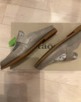 TAUPE SNAKESKIN TAOS MULES 6.5