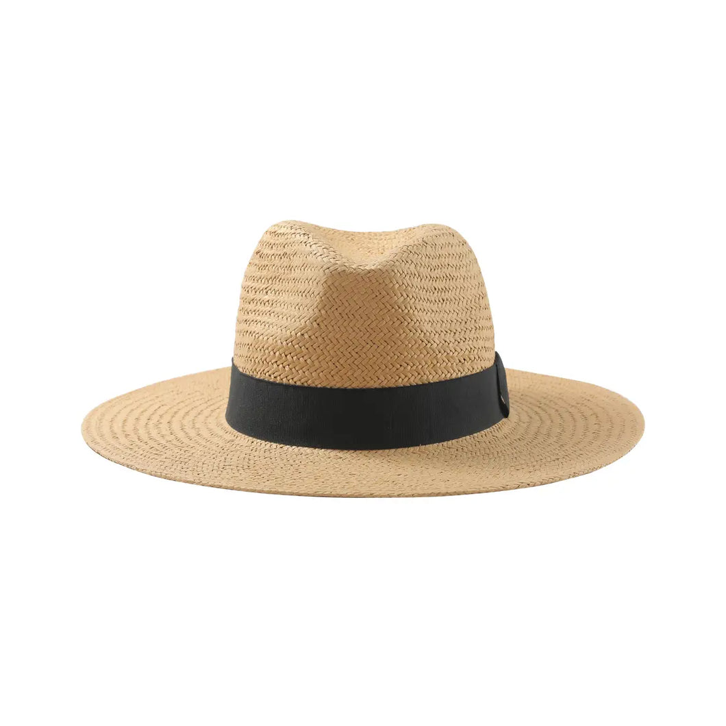 Classic Straw Fedora with Black Band