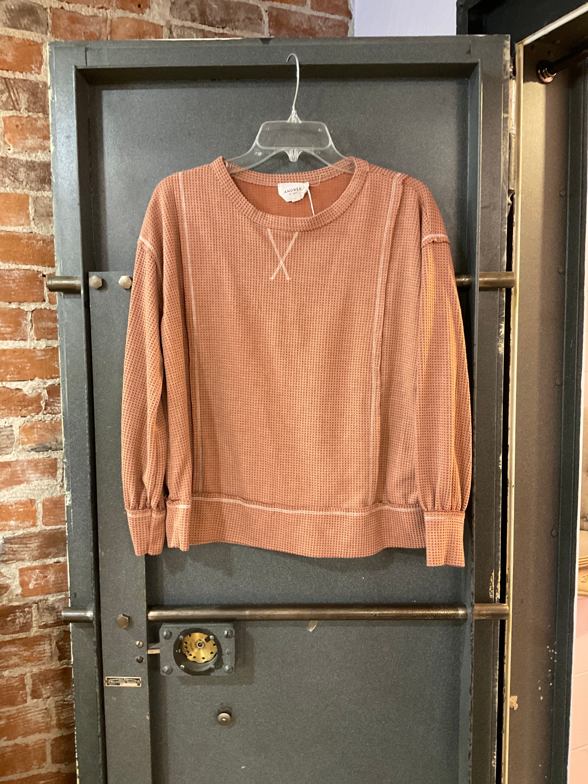 Rust Andree Waffle knit long sleeve M