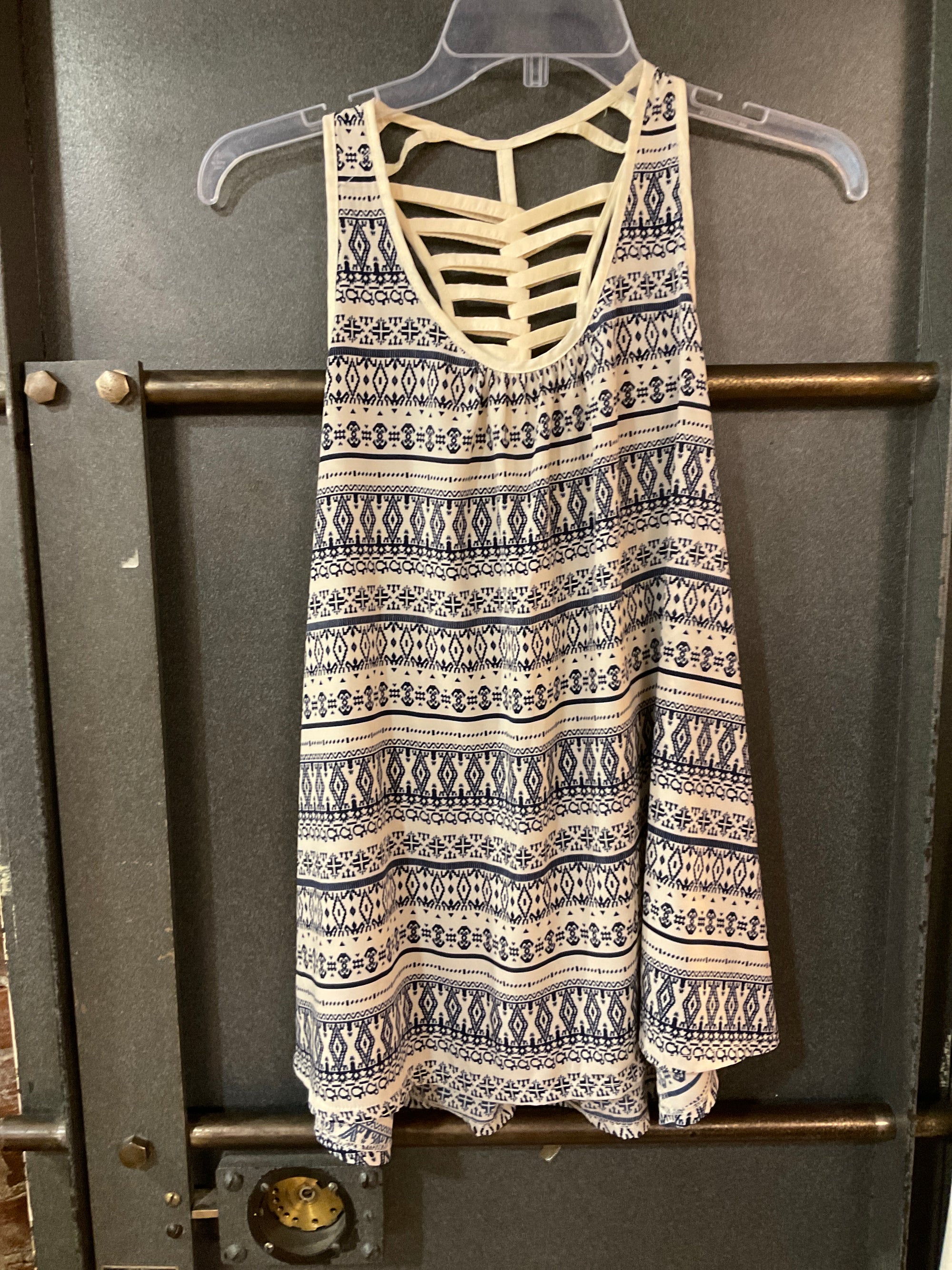 BLUE/CREAM PATTERN YA LOS ANGELES TANK TOP L