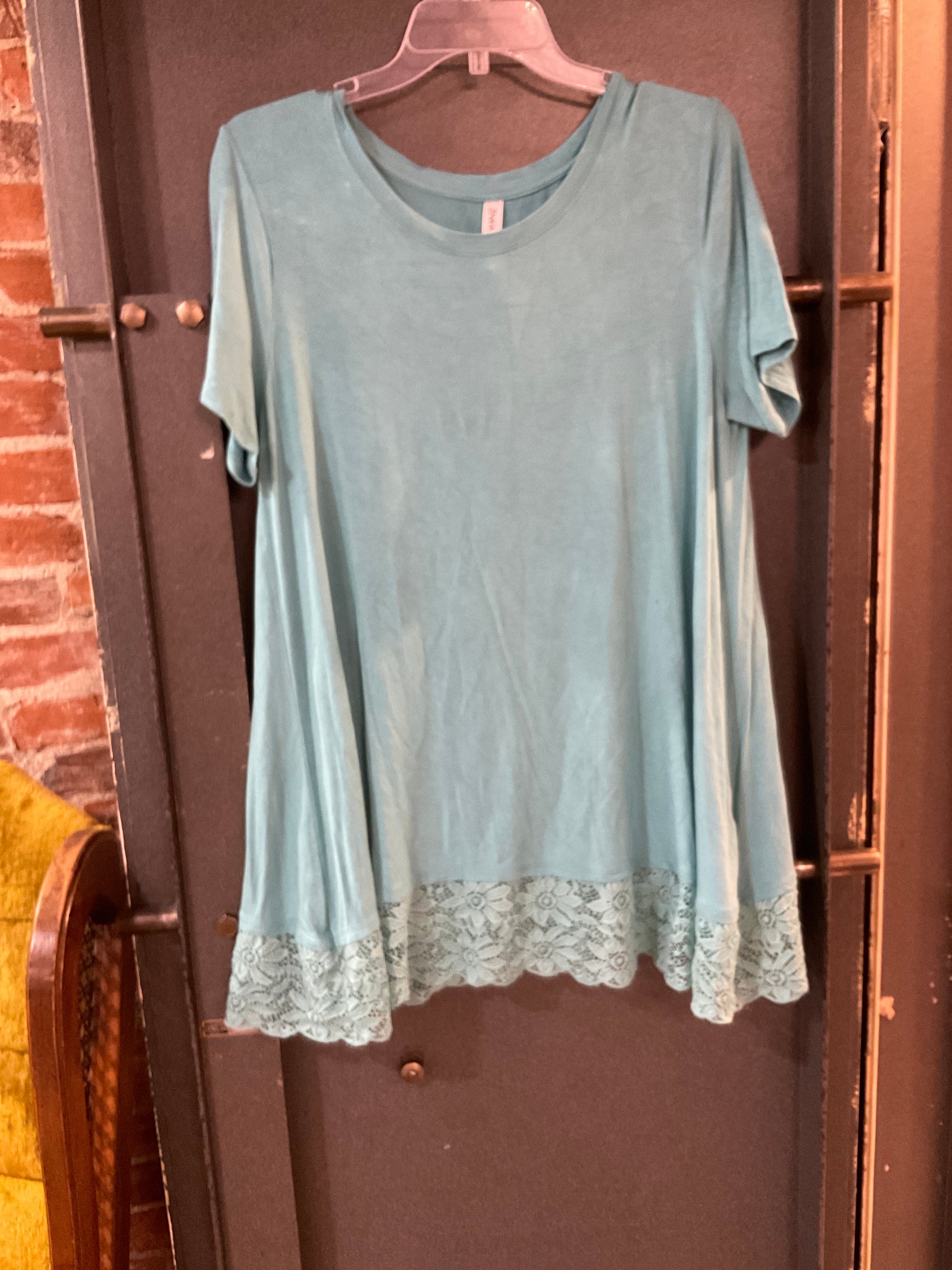 TEAL ZENANA SHORT SLEEVE SHIRT XL