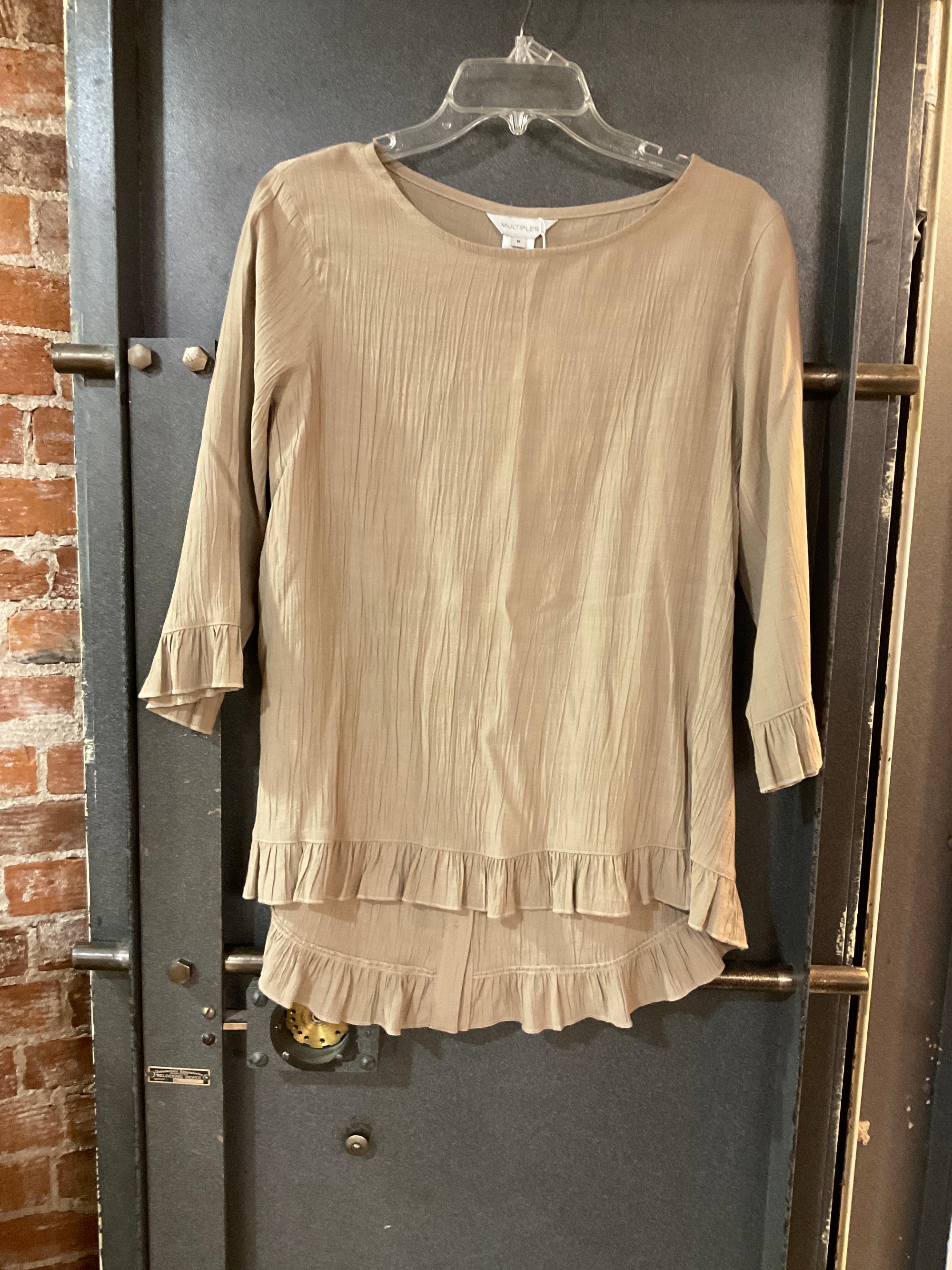 BROWN MULTIPLES LONG SLEEVE SHIRT M