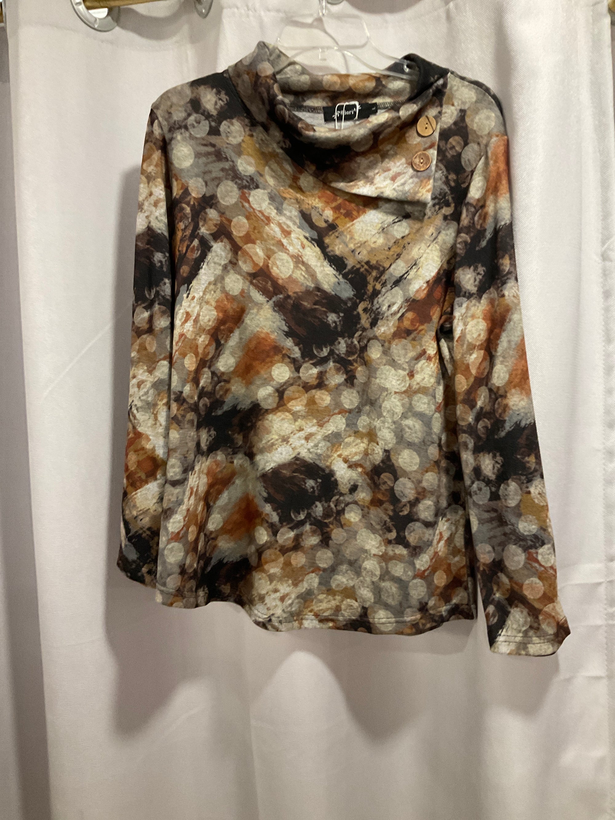Neutral pattern Fiori Folded button collar long sleeve L
