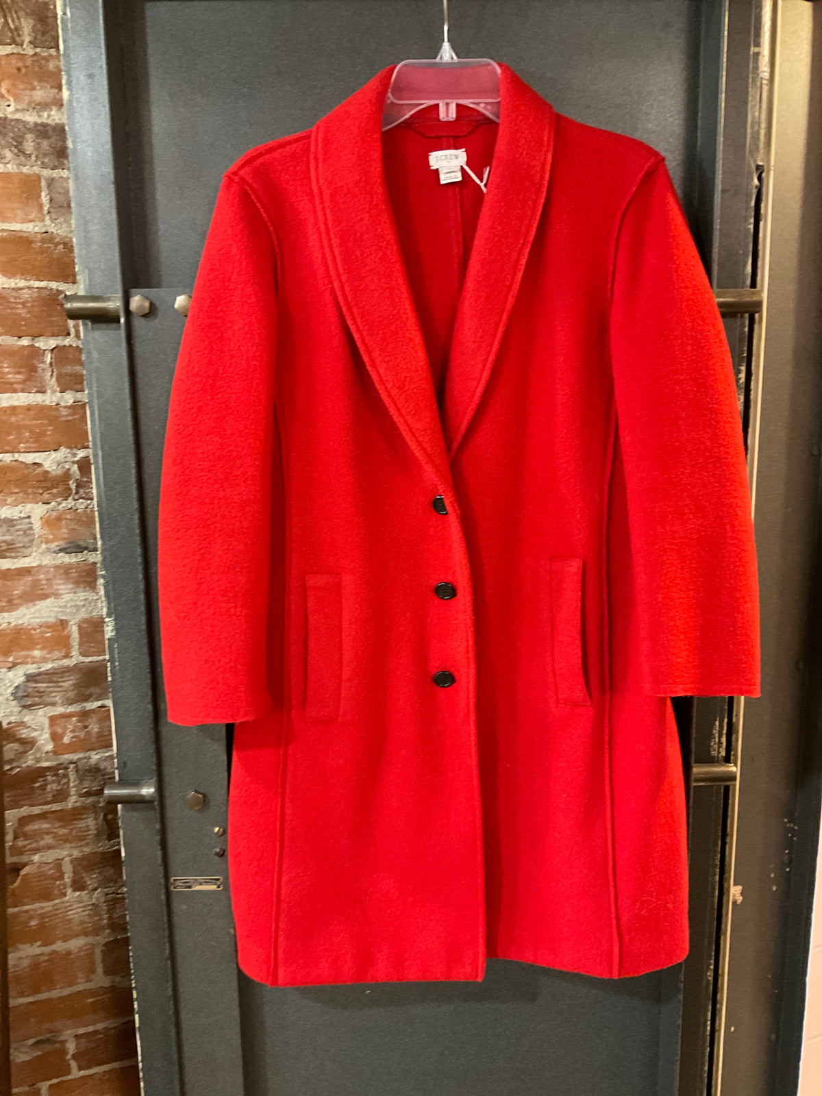 RED J.CREW Button up front pocket Coat SIZE 8