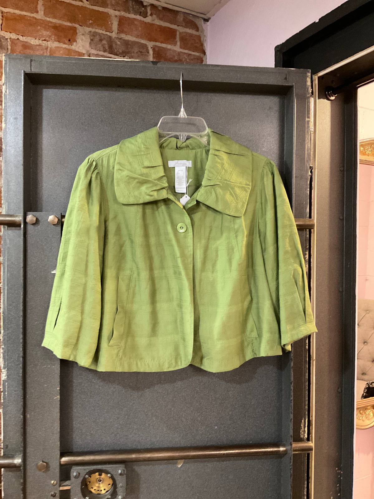 GREEN JH COLLECTIONS BUTTON UP JACKET L