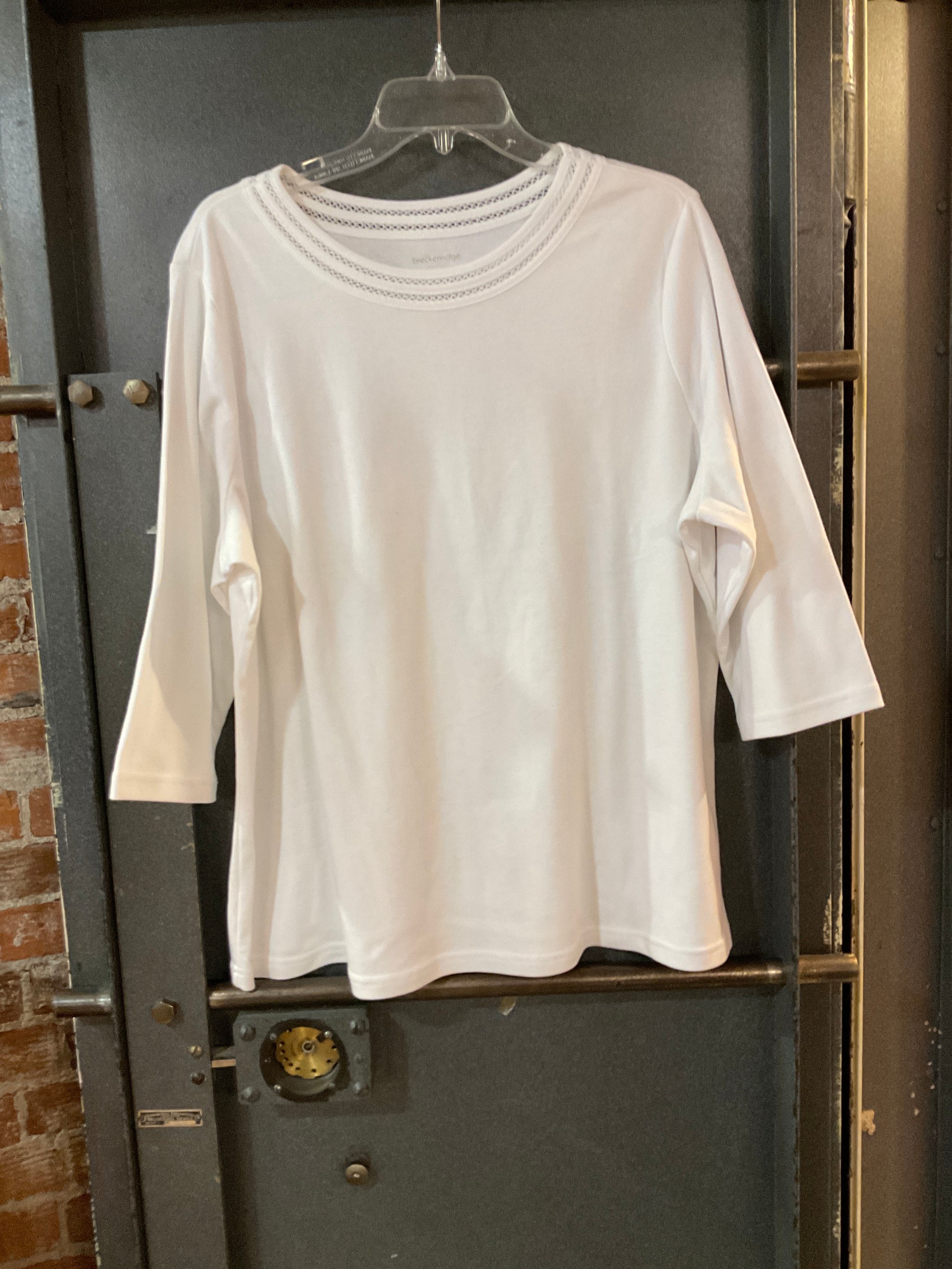 WHITE Breckenridge 3/4 SLEEVE SHIRT 1X