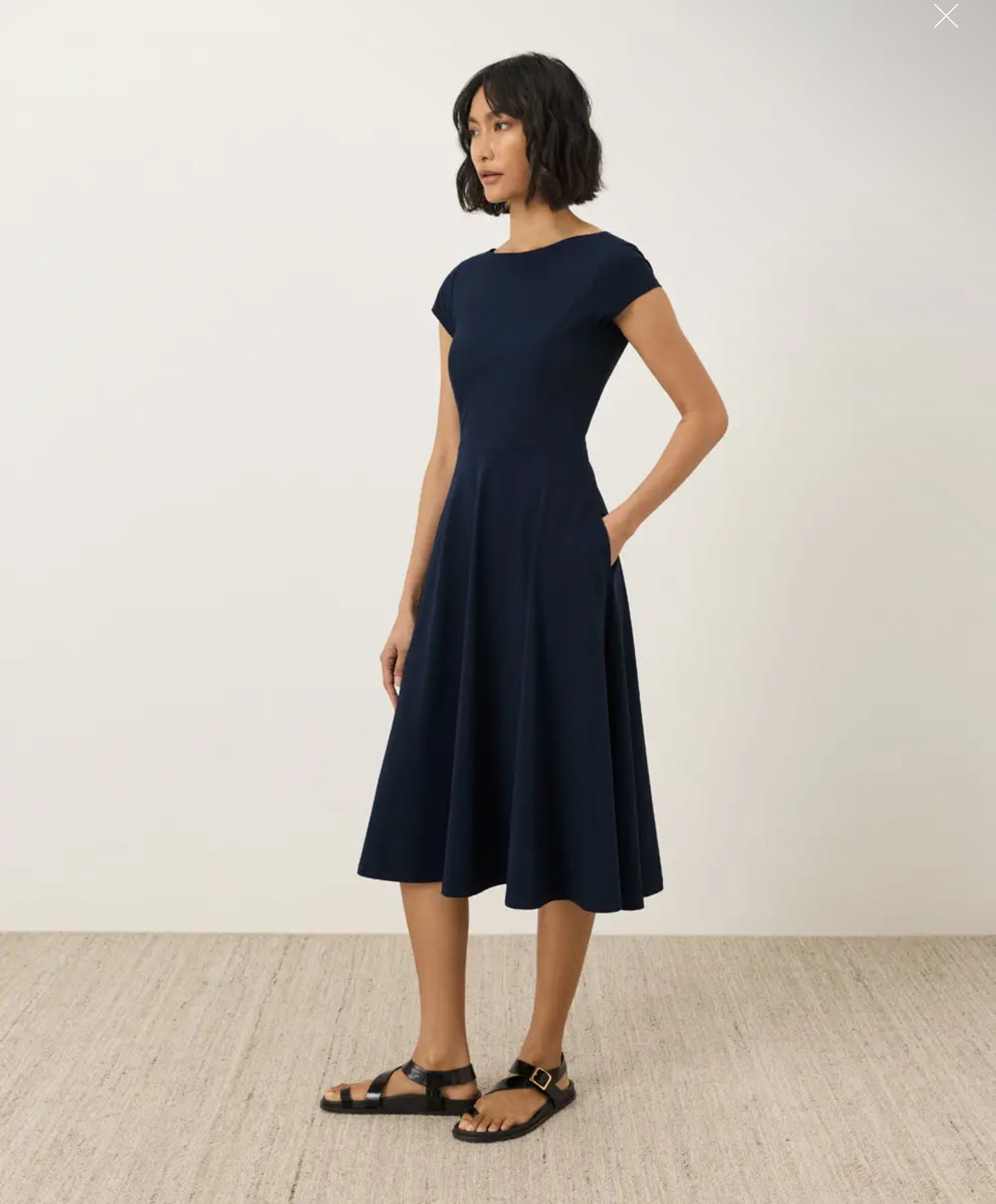 Pact fit &amp; flare ballet neck dress