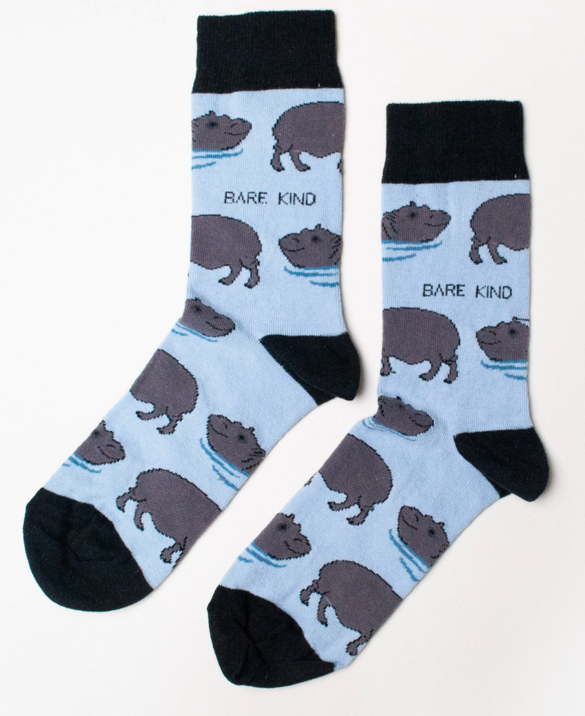Bare Kind bamboo hippo socks