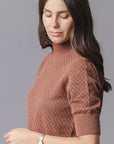 Hope & Henry - Diamond Stitch Mock Neck Sweater