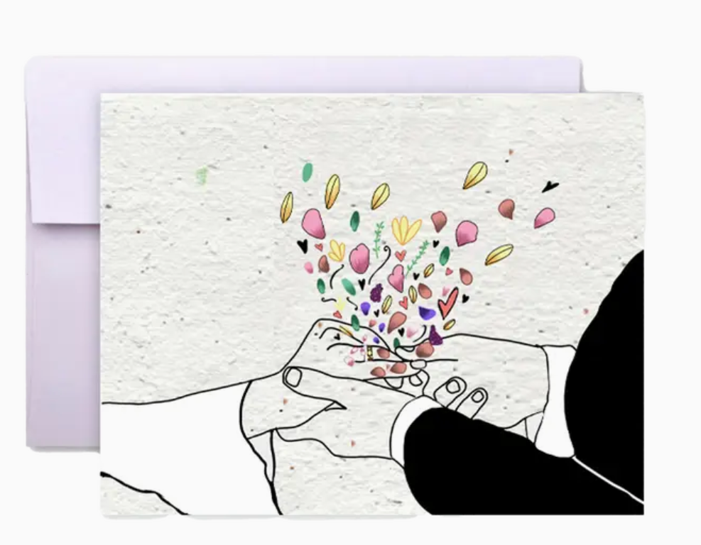 Artsy Em - Floral Wedding Ring - Plantable Card