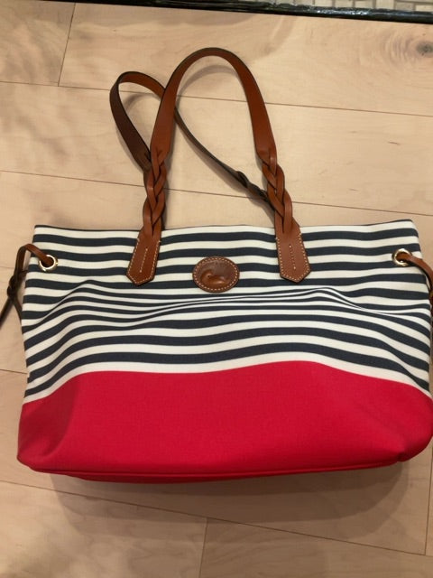 {{Client Code}} RED WHT BLUE DOONEY &amp; BOURKE STRIPED TOTE