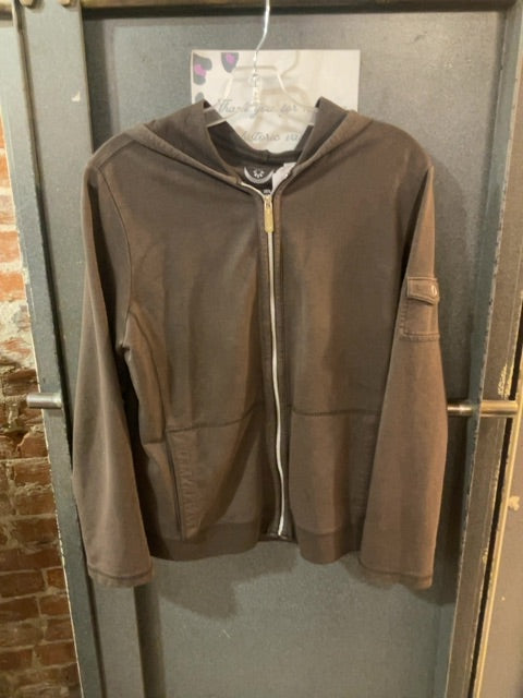 BROWN CHICOS ZIP UP HOODED JACKET S