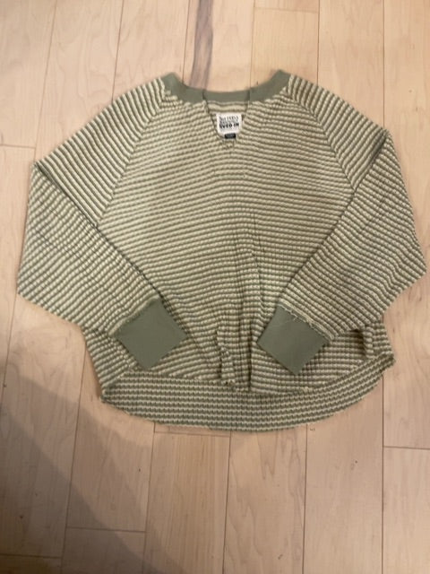 GREEN/WHITE STRIPE AMERICAN EAGLE LONG SLEEVE SHIRT XS