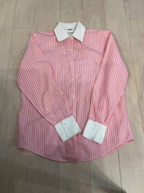 {{ClientCode}} Pink/wht TALBOTS BUTTON DOWN LONG SLEEVE, 6