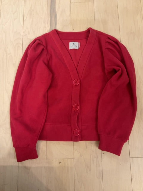 RED Dudley Stephen’s FLEECE PUFF SLEEVE CARDIGAN S