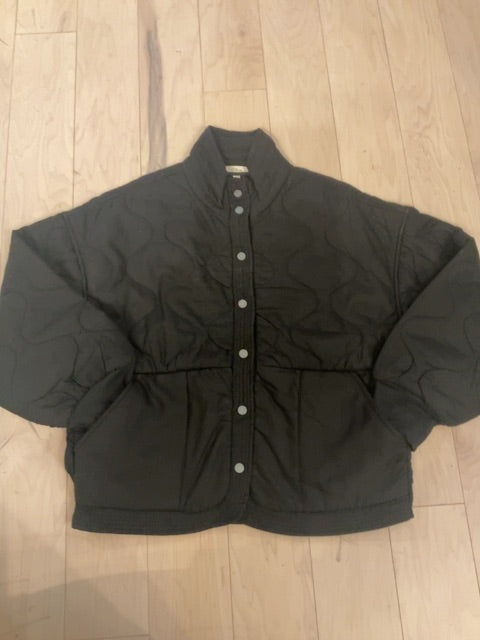 BLACK ELAN QUILTED BOMBER JACKET L