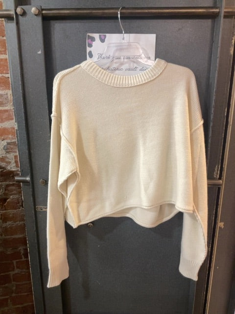 CREAM DOUBLE ZERO KNIT PULLOVER SWEATER M