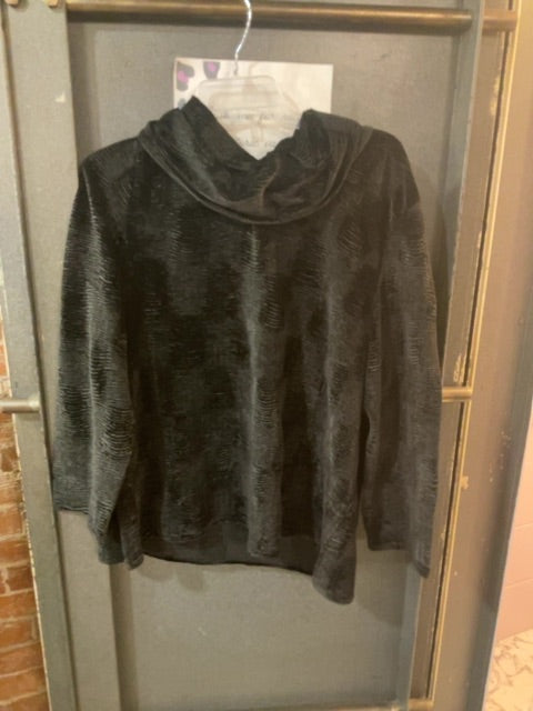 BLACK HABITAT TEXTURED SWEATER WITH DRAPED COWL NECK XL