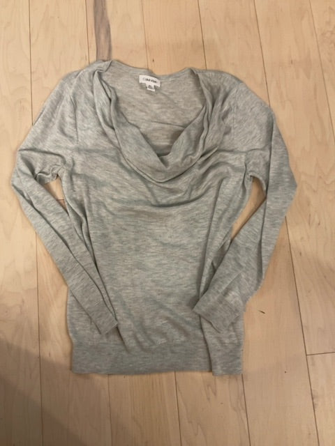 GREY CALVIN KLEIN COWL NECK SWEATER M