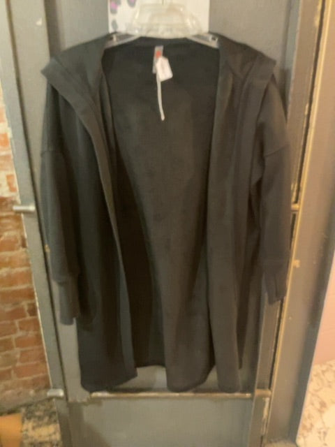 BLACK MONO B OPEN FRONT HOODIE JACKET S/M