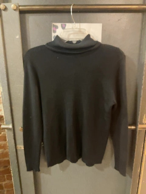 BLACK PRESTON AND YORK RIBBED TURTLENECK LONG SLEEVE SHIRT M