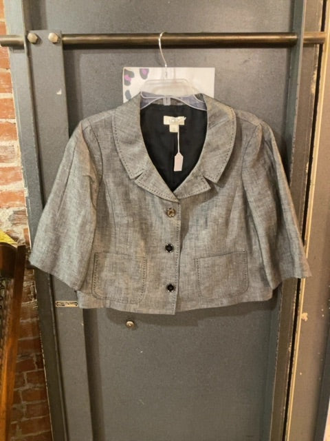 GREY LOFT CROPPED JACKET ROUNDED COLLAR AND THREE BUTTONS 12