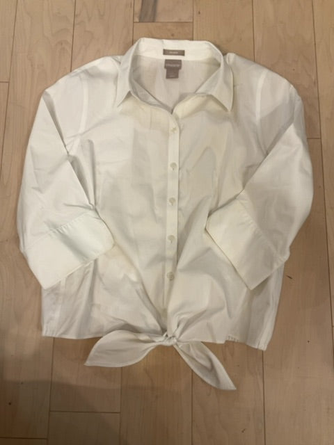 WHITE CHICOS L/S TIE FRONT BUTTON UP SHIRT .5