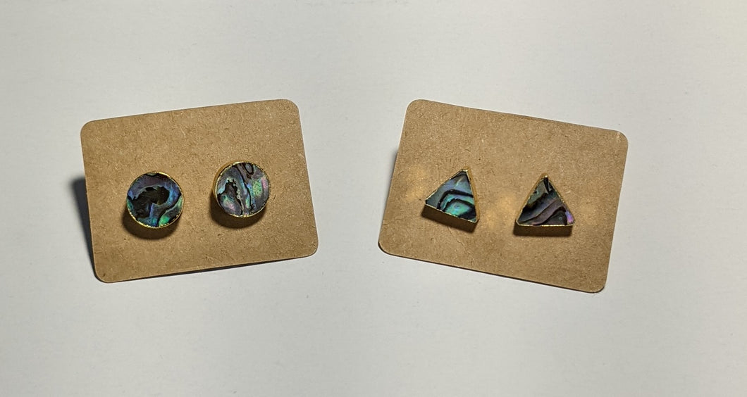 Abalone Paua Shell Gold Stud Earrings