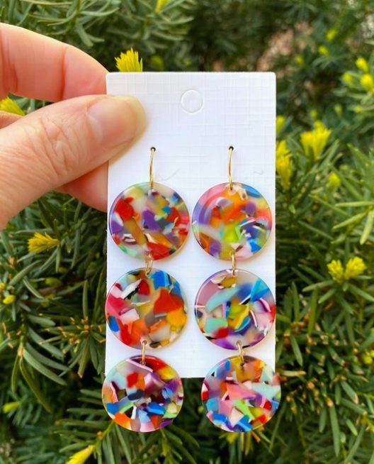 Bright Color Mod Trio Earrings