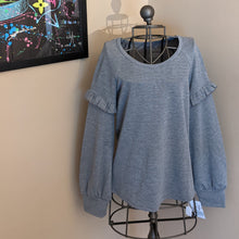 Load image into Gallery viewer, Heather Grey Long Sleeve Ruffle Sweatshirt
