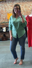 Load image into Gallery viewer, Mabel 3/4 Length Shirt in Melon Green
