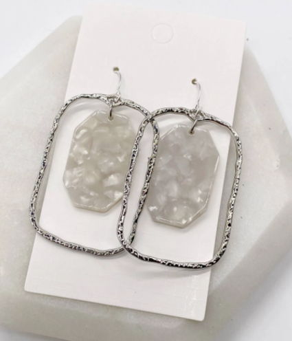 Ivory Silver Chandelier Earring
