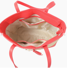 Load image into Gallery viewer, Izzy Straw Tote - Scarlet and Yellow
