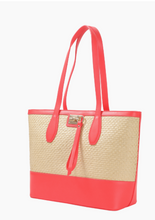 Load image into Gallery viewer, Izzy Straw Tote - Scarlet and Yellow
