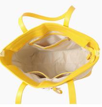 Load image into Gallery viewer, Izzy Straw Tote - Scarlet and Yellow
