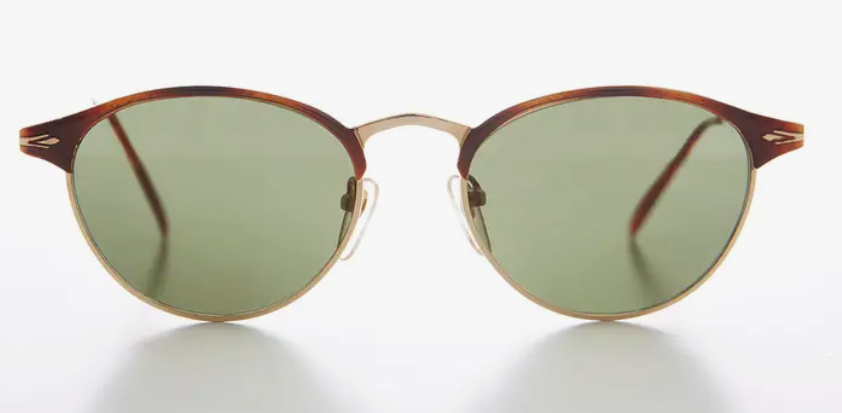 Delicate Browline Oval Lens Vintage Sunglass - Kaia