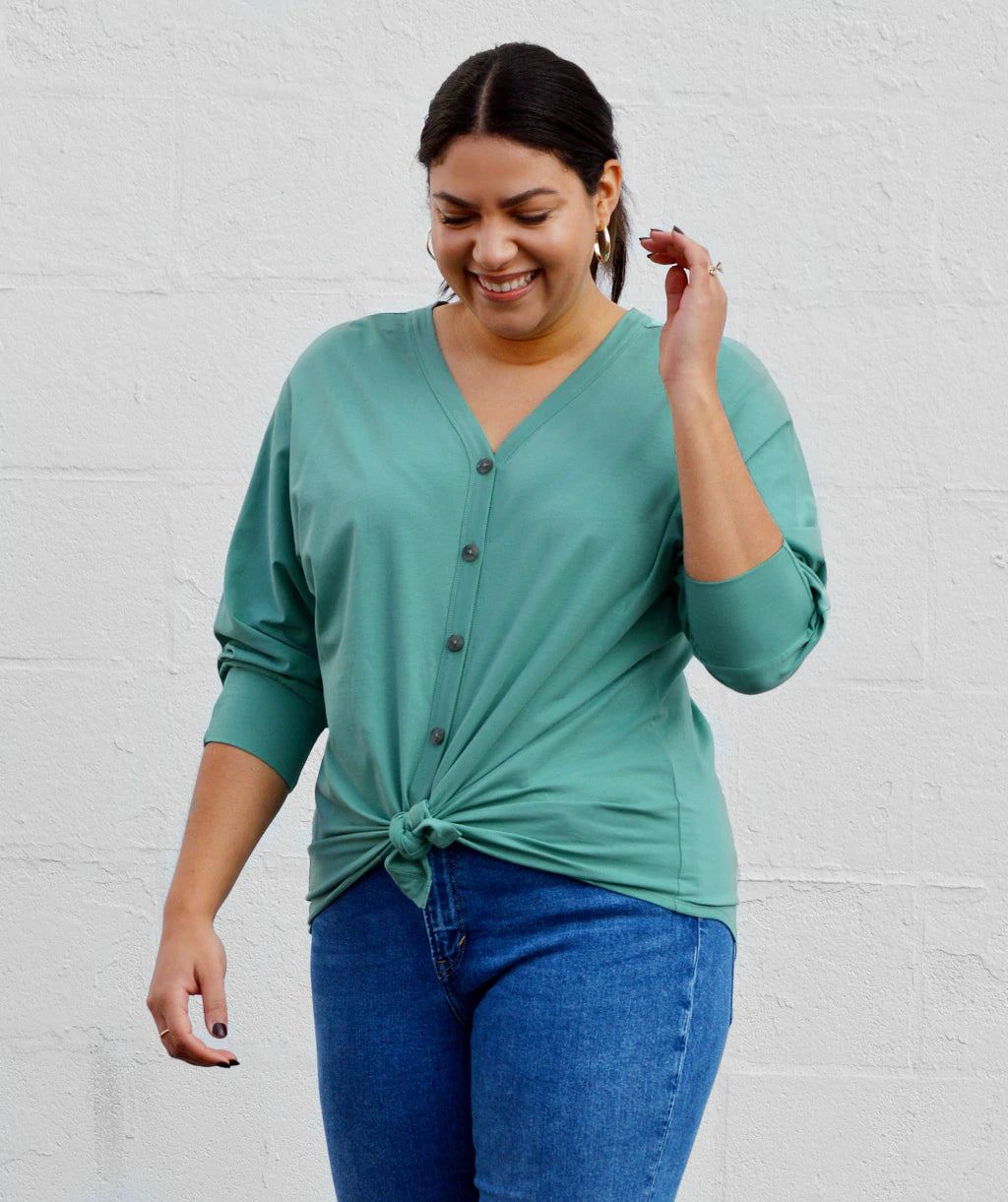 Mabel 3/4 Length Shirt in Melon Green