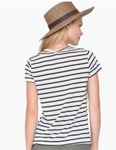 Load image into Gallery viewer, V-Neck Striped Short Sleeve Knit Top
