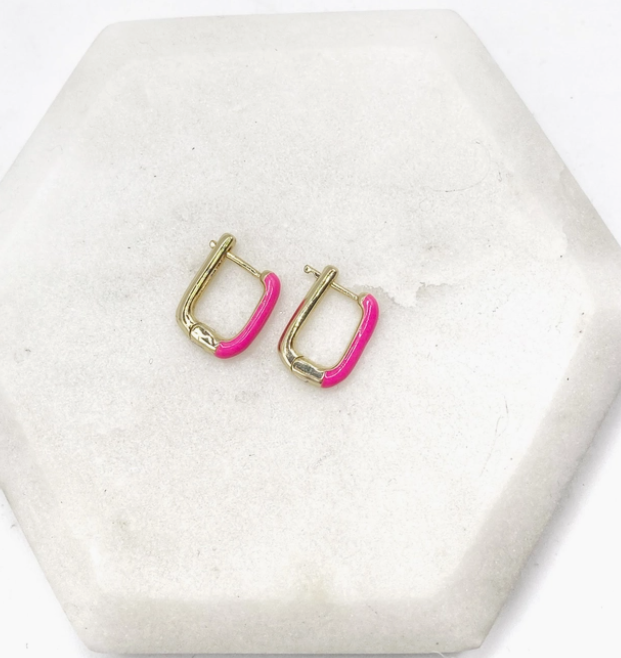 Pink Statement Huggie Hoop Earrings