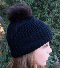 Load image into Gallery viewer, 100% Alpaca Pom-Pom Beanie Hat
