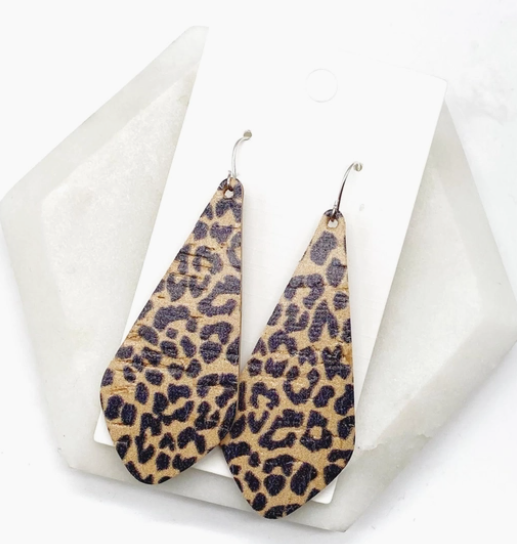 Cheetah Cork-Leather Earring